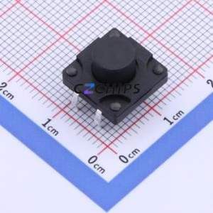 YTS1K0071HBT00 Tactile Switch Through hole Component THT,12x12mm Switch Single Pole Single Throw Round Button 1.6N Through Hole - Product Image 1