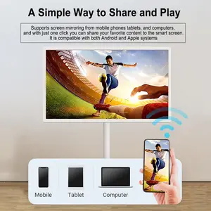 27 Inch Stand By Me Touch Screen WiFi Projection Floor Standing Optional 4K Camera Portable Tv Monitor