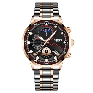 Nibosi Nieuwe Heren Horloges Fashion Sport Horloges Voor Mannen Grote Wijzerplaat Topmerk Luxe Waterdicht Gouden Horloge Mannen Relogio Masculino