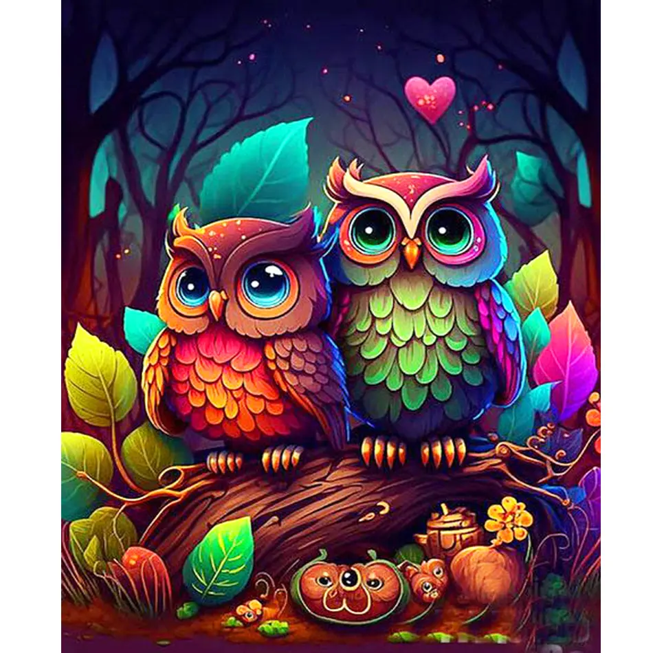 Vẽ tranh bằng số cho người lớn Starter Bộ dụng cụ dễ thương Owl động vật Halloween DIY thủ công hình ảnh số cho nhà decors 40x50cm