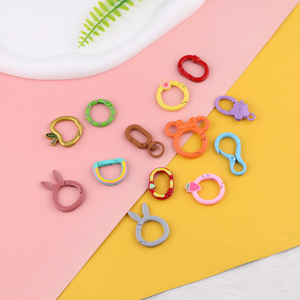 Anillos de Resorte de Dibujos Animados, Llaveros Metálicos Coloridos, Accesorios DIY para Bolsos - Product Image 1