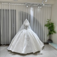 Robe de mariée Lsoy047, style princesse de luxe, en satin brillant avec strass, jupe sans manches, ivoire Jancember