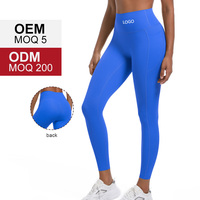 7081 haute élastique serré Double face Polyamide couleur unie poche coupe ajustée sport course Fitness Yoga Leggings