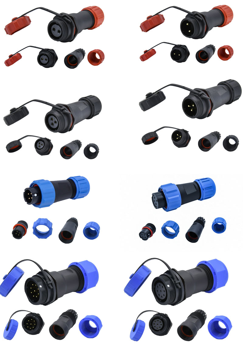 IP67 Male Female Waterproof Cable Connectors SP 11 13 17 21 29 Series