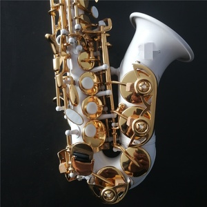Top Colore Bianco Curved <span class=keywords><strong>Soprano</strong></span> Sassofono Alto F # Oem Logo - Product Image 2
