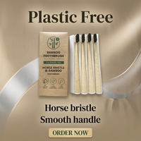 Ensemble de brosses à dents manuelles en bambou biodégradable, écologiques, en poils de cheval naturels, avec logo personnalisé, pour un usage domestique