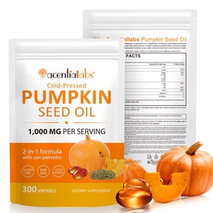 Acentiallaabs 300 Count Cold Pressed minyak biji labu Vegan organik biji labu minyak kapsul Softgel dengan gergaji <span class=keywords><strong>Palmetto</strong></span> - Product Image 1