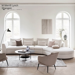 Italian Light Luxury Curved Corner One Seat Modern Simple Style High-end Cotton and Linen Fabric PU 2023 New Style One Seat - Product Image 1