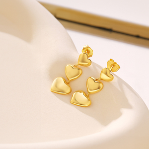 Spring New Arrival Hypoallergenic 925 <b>Sterling</b> <b>Silver</b> Jewelry 18k Gold Plated Dangle Heart Drop Vintage <b>Earrings</b> for Gift - Product Image 5