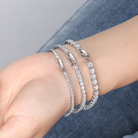 Chaînes de tennis personnalisables RINNTIN BSB-T bijoux en argent sterling 925 2mm 3mm 4mm bracelet de tennis en zircon cubique CZ
