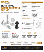 Hyundai Kia Sportage Optima Suspension Cam Assay Bolt 55260-3M000 Steel Control Adjust Bolt GB Standard