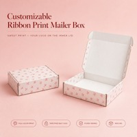 Boîte d'expédition en carton ondulé rose personnalisée avec impression offset, motif nœud mignon, écologique, pour bijoux, produits de beauté et cadeaux