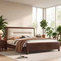 Lit de chambre à coucher en bois massif de noyer noir d'Amérique du Nord, écologique, moderne, minimaliste, luxe léger, nouveau style chinois