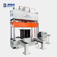Presse hydraulique à trois tiges et quatre colonnes Y32-80T, avec une grande table de travail personnalisée, contrôlée par PLC