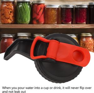 86mm Wide Mouth Plastic Jar Lid <b>Flip</b> <b>Top</b> Cap <b>with</b> Handle Easy Pour BPA Free Non Spill 100pcs - Product Image 3