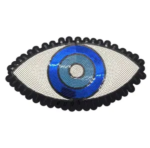 Custom Embroidery Patches Iron On Wholesale Custom Big Eye Sequin Embroidery Patches Chenille For Clothing