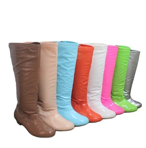 Bottes hautes pour enfants en cuir verni de couleur personnalisée, bottes longues pour filles - Product Image 1