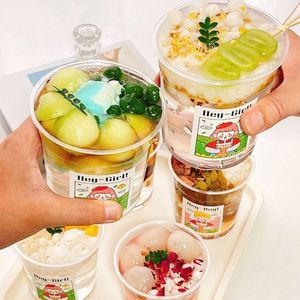 Bol à salade transparent en PET pour la vente en gros, emballage rond à emporter avec couvercles pour salades de fruits - Product Image 3