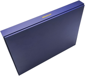 Boîte cadeau de Noël avec couvercle bleu, recyclable, en carton ondulé personnalisé, estampage à chaud doré, gaufrage, emballage haut de gamme, rectangulaire, carrée