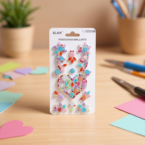 Adesivi Glitterati con Strass ILAN a Forma di Cuore Multicolore 39045 - Product Image 3