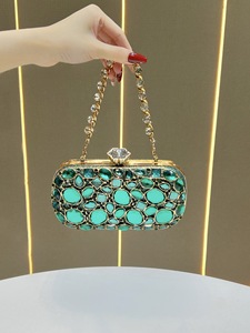 Bolsos de mano de lujo con diamantes de imitación para mujer, bolso de hombro con cadena a la moda, bolsos de noche para fiesta de boda con cristales, bolso de mano tipo clutch para mujer - Product Image 1