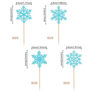 Winter Snowflake Cake Toppers Set with Sparkling Glitter Effect <b>for</b> Christmas <b>Cupcake</b> Decorations and Elegant Holiday Party - Product Image 2