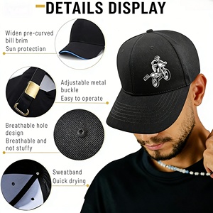 Gorras Deportivas Casuales con Visera Curva <span class=keywords><strong>de</strong></span> 6 Paneles, Color Negro, Logotipo Personalizado, Gorras <span class=keywords><strong>de</strong></span> Béisbol Ajustables Unisex al por Mayor - Product Image 3