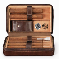 Humidor de voyage en cuir PU pour cigares, étui de rangement humidifié en bois de cèdre espagnol avec plateau amovible