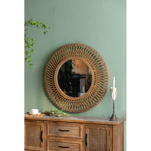 <span class=keywords><strong>Specchio</strong></span> da parete fatto a mano in Rattan intrecciato a mano che decora lo <span class=keywords><strong>specchio</strong></span> da parete Vintage Rond per soggiorno in famiglia - Product Image 2