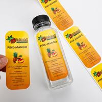 Op maat gemaakte waterdichte vinyl BOPP rol-etiket sticker voor tropische mango-ananas koudgeperste fruitsap drankenverpakkingen