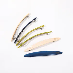 Vintage willow leaf Narrow Oval shaped Marbled Curved hairpins Big spring hair barrettes clip Female acetate hair clips