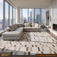 Tapis de bureau LandScopeTech à rayures géométriques architecturales turques, motif quadrillé moderne, robuste, avec envers en jute écologique, sans COV