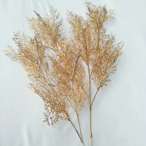 Feuilles de palmier artificielles en plastique dorées, décorations de fête tropicales, décorations de mariage, feuilles de tortue dorées simulées - Product Image 6