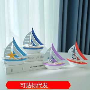 เรือดีบุกสไตล์เมดิเตอร์เรเนียน ของตกแต่งโต๊ะทำงาน รุ่นเรือเดินเรียบรื่น งานแฮนด์เมด ของตกแต่งบ้านสุดสร้างสรรค์ - Product Image 5