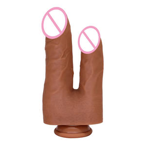Silicona realista enorme pene fino consolador grande en forma de <span class=keywords><strong>U</strong></span> doble cabeza penetración Dong consolador para mujeres lesbianas juguetes sexuales - Product Image 3