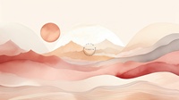 Papier peint mural abstrait imperméable beige pastel avec paysages de montagnes en aquarelle, installation facile en DIY, pour la décoration murale de la maison