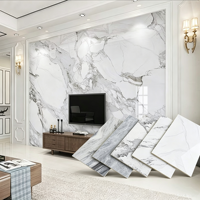 Panneau en PVC effet marbre avec placage en bois de bambou carbonisé, panneaux en cristal de carbone haute brillance imperméables, panneaux muraux décoratifs pour cuisine et salle de bain