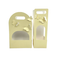 Sac cadeau rose pliable et recyclable avec poignée, motif papillon 3D découpé en papier, pour fleuriste personnalisé