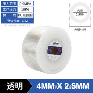 Tuyau d'air en PU 8*5 6*4 Tuyau de compresseur d'air 10*6.5 Source pneumatique transparente 12*8 Outils pneumatiques en polyuréthane Accessoires Pièces - Product Image 2