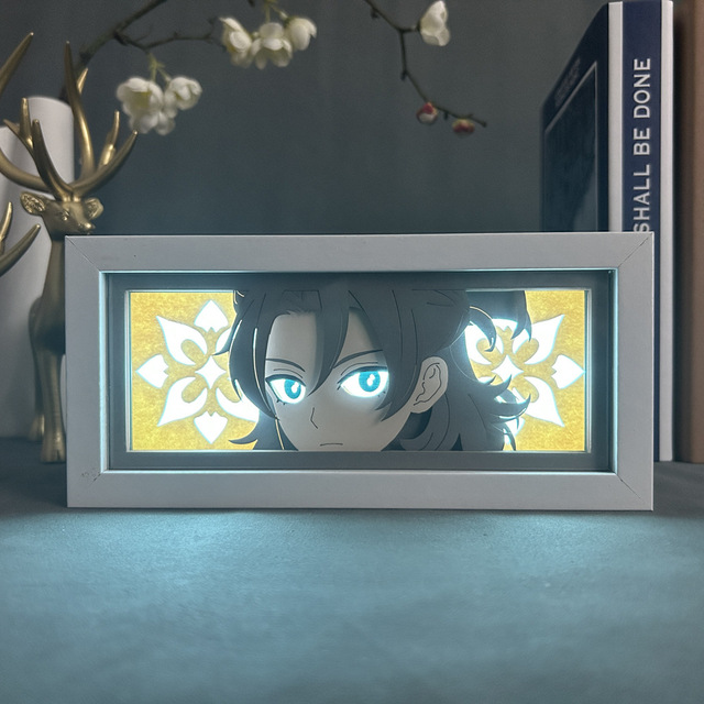 12 Designs Genshin Impact LED Light Box Creative Anime Paper Carving Lamp Room Bedside Night Light Home Decor Luxury Gift