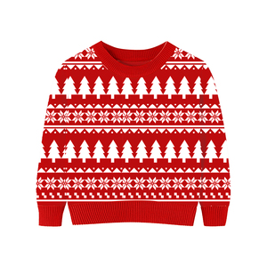 <span class=keywords><strong>Pull</strong></span> à col rond vintage à motif de sapins blancs et de flocons de neige, pour petits garçons, en tricot <span class=keywords><strong>rouge</strong></span> de Noël - Product Image 4