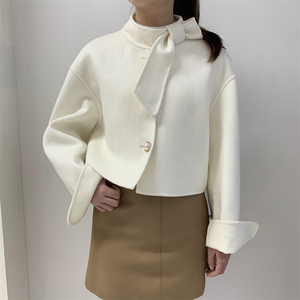 الجملة نمط جديد الوجهين انفصال الكشمير سترة مع ريال فوكس الفراء مخصص الشتاء أزياء السيدات معطف صوف - Product Image 5