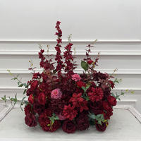 LEDA Ensemble d'arrangements floraux rouge foncé, décorations de table de mariage, centre de table artificiel en roses bordeaux