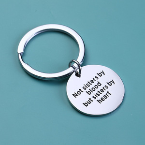 Porte-clés mignon en acier inoxydable, Logo personnalisé, meilleurs amis, pas sœurs par le sang, sœur par cœur, porte-clés d'amitié - Product Image 5