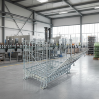 Conteneur de stockage pliable en treillis métallique, grande capacité, cage métallique, caisse à palettes avec roues pour entrepôt, logistique de détail