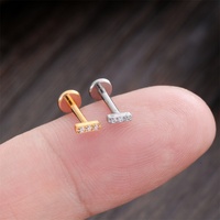 G23 ASTM F136 Titane Élégant Zircon Allongé Lobes Oreille Roues Oreille Perforée Goujons Nez Goujons Lèvres Bijoux