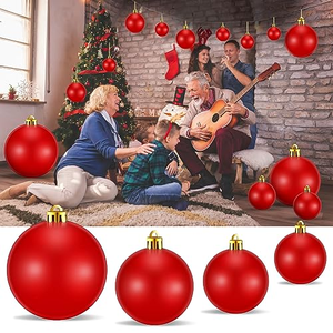 Boules de Noël en plastique incassable, décorations de Noël, ornements, vert, argent, rouge, bleu, or - Product Image 3