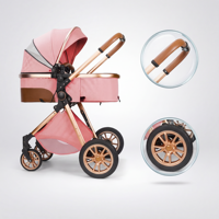 Poussette 3-en-1 pour bébé avec accessoires de confort, sièges, poussée bidirectionnelle, frein à un bouton, poussette de voyage haute vue, siège auto pliable en promotion