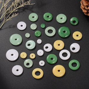 จี้หยกเทียมรูปทรงกลม สีขาว เหลือง เขียว สำหรับทำเครื่องประดับ DIY สร้อยคอ สร้อยข้อมือ สำหรับทุกเพศ - Product Image 2