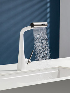 Nouvelle unité de meuble-lavabo de salle de bain de luxe moderne multifonctionnelle à double vasque avec lavabo rotatif à 360 degrés en bois massif - Product Image 3